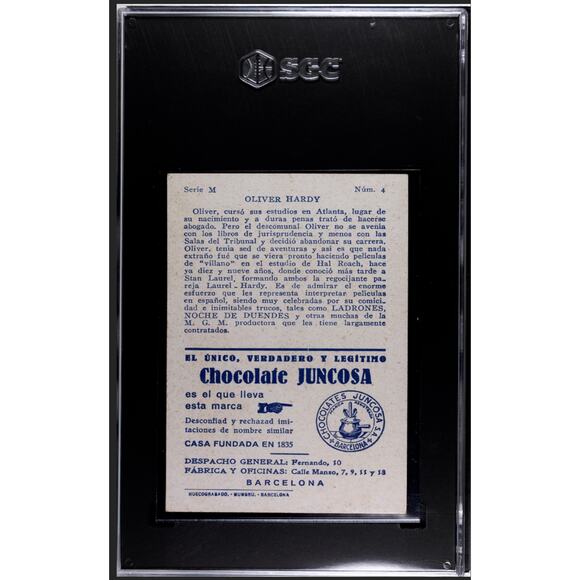 1920's Spanish Chocolate Juncosa Oliver Hardy Card SGC 5 Laurel & Hardy POP 1!! - Picture 2 of 3